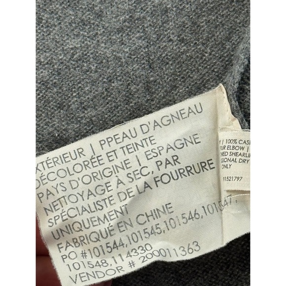 Club Monaco Cashmere Gray Open Front Cardigan Faux Fur Trim XS/S - Picture 8 of 11